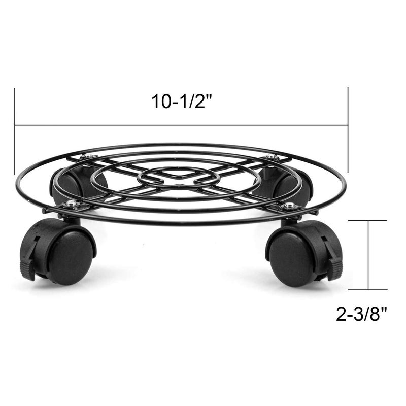 Tosnail 3 Pack 10.5"" Round Metal Plant Caddy Plant Dolly Plant Stand Plant Holder with Caster Wheels - Black - Image 2